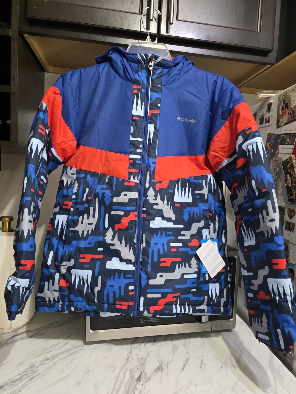 Columbia Navy, Royal Blue & Red Graphic Hooded Winter Jacket XL (18/20)